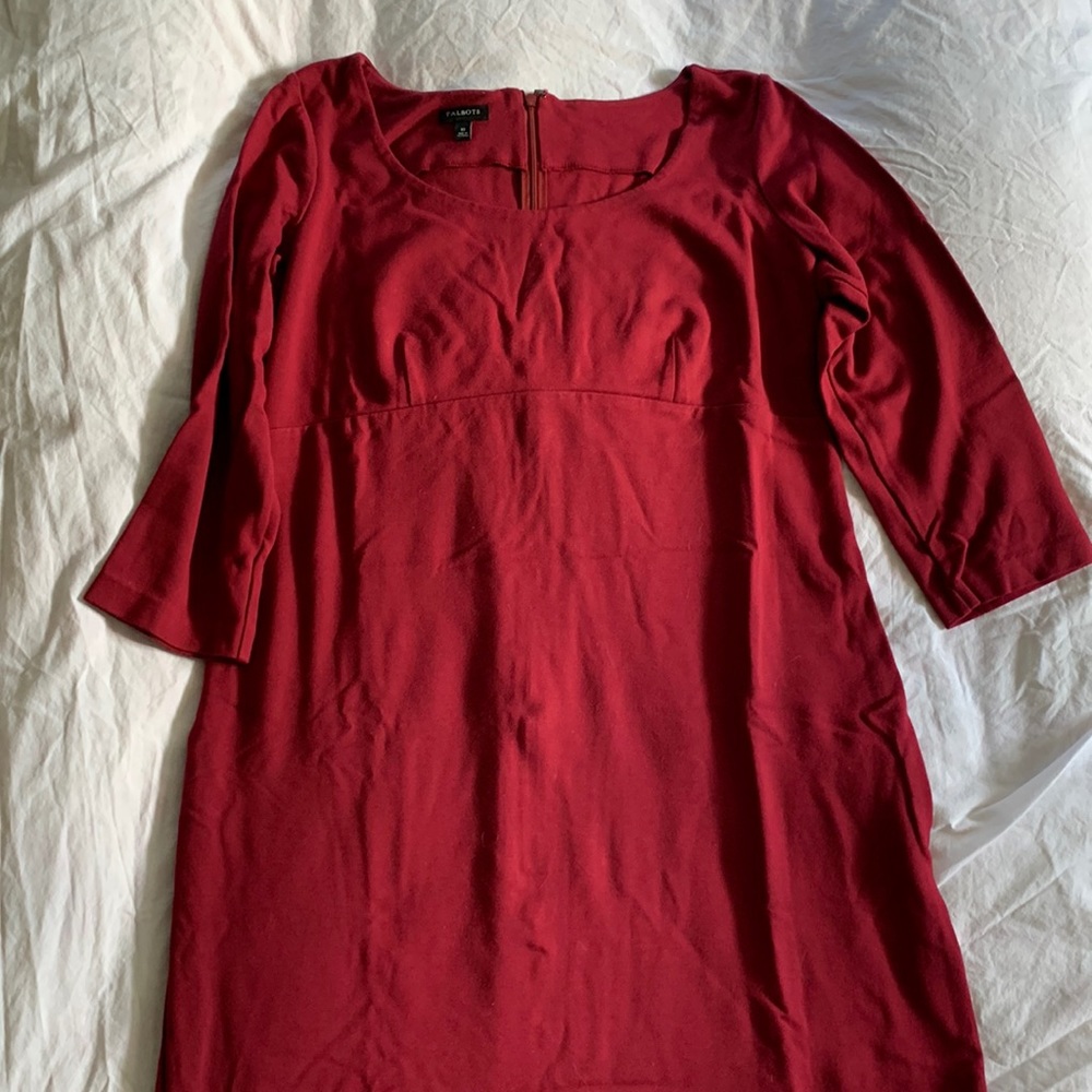 Deep red Talbots dress with stretch, size 10